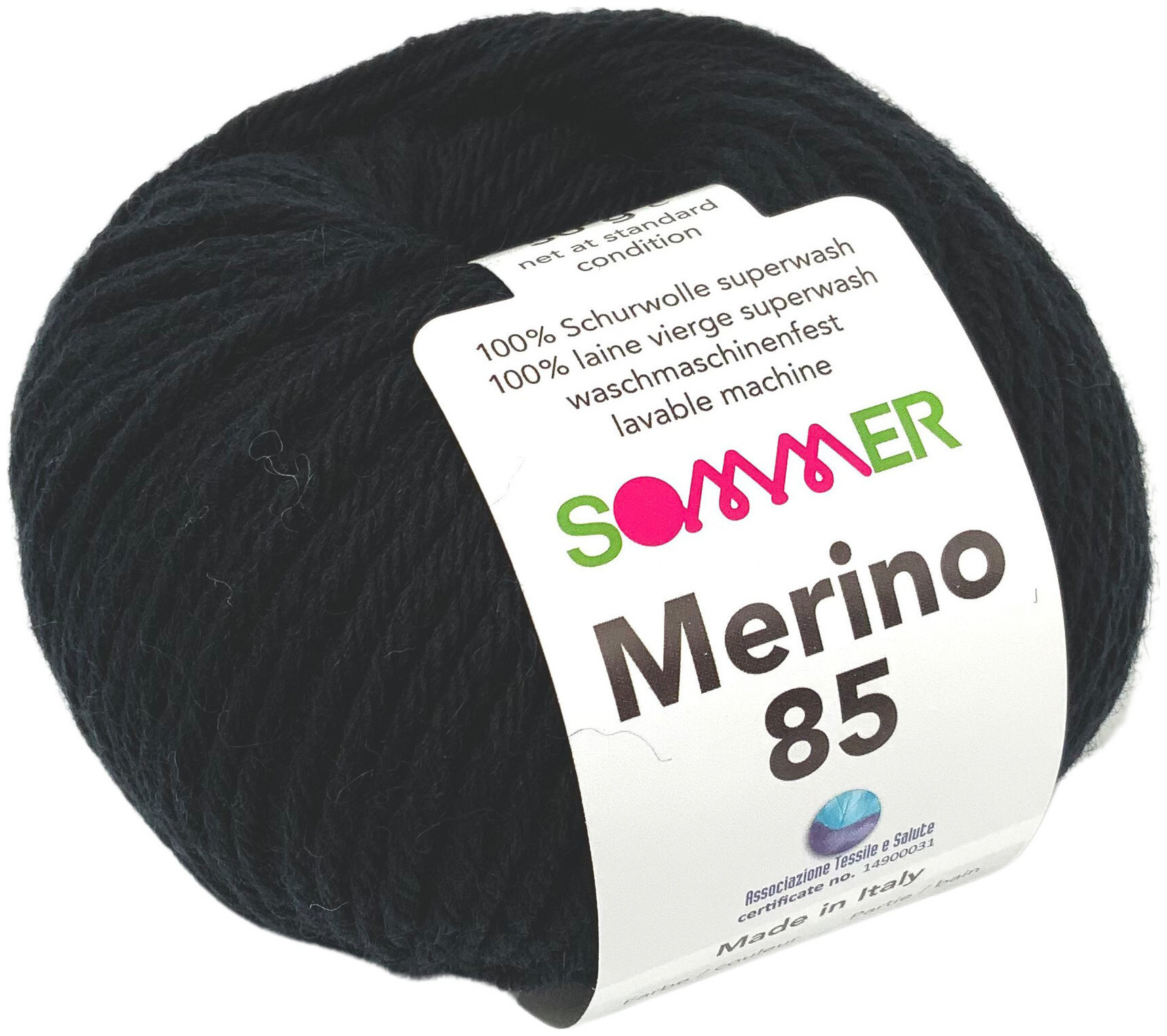 Image of Sommer Merino 85 02 Handstrickgarn 100% Merino Superwash schwarz 50g