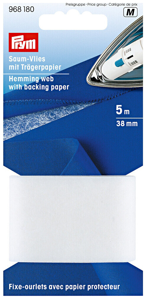 Image of Prym Saumvlies Trägerpapier weiss 38 mm 5 m aufbügelbar