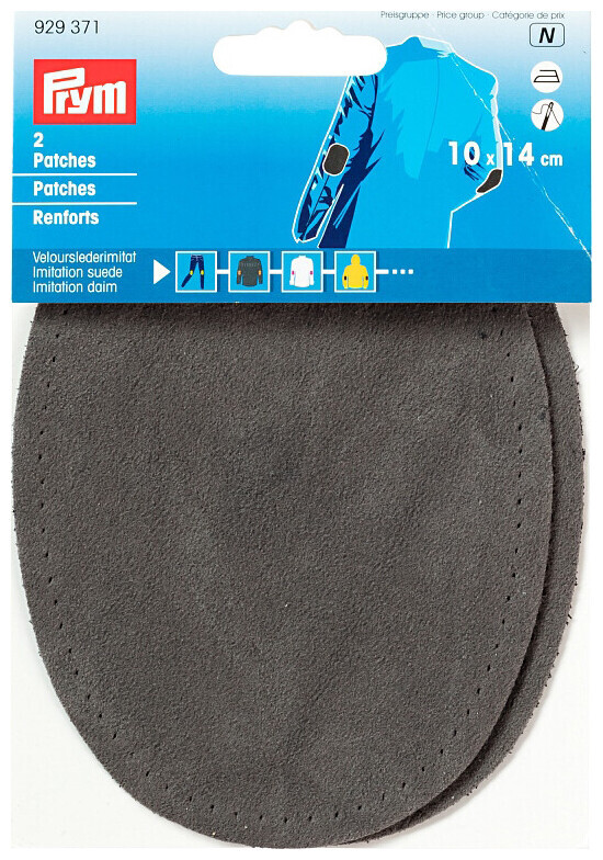 Image of Prym Patches Velourslederimitat mittelgrau 10 x 14 cm 2 Stk. aufbügelbar