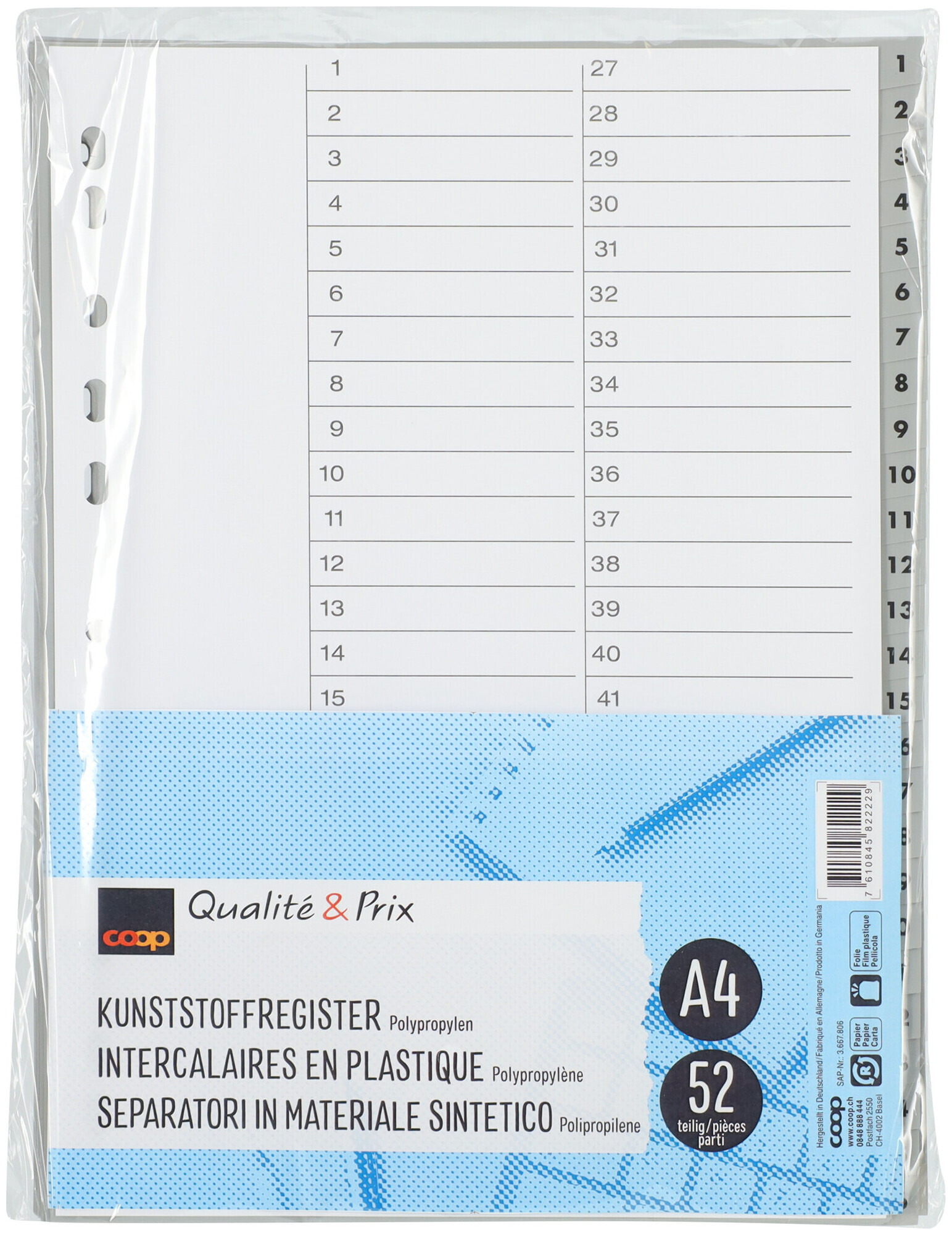 Image of Coop Qualité&Prix Register PP grau A4 52-tlg