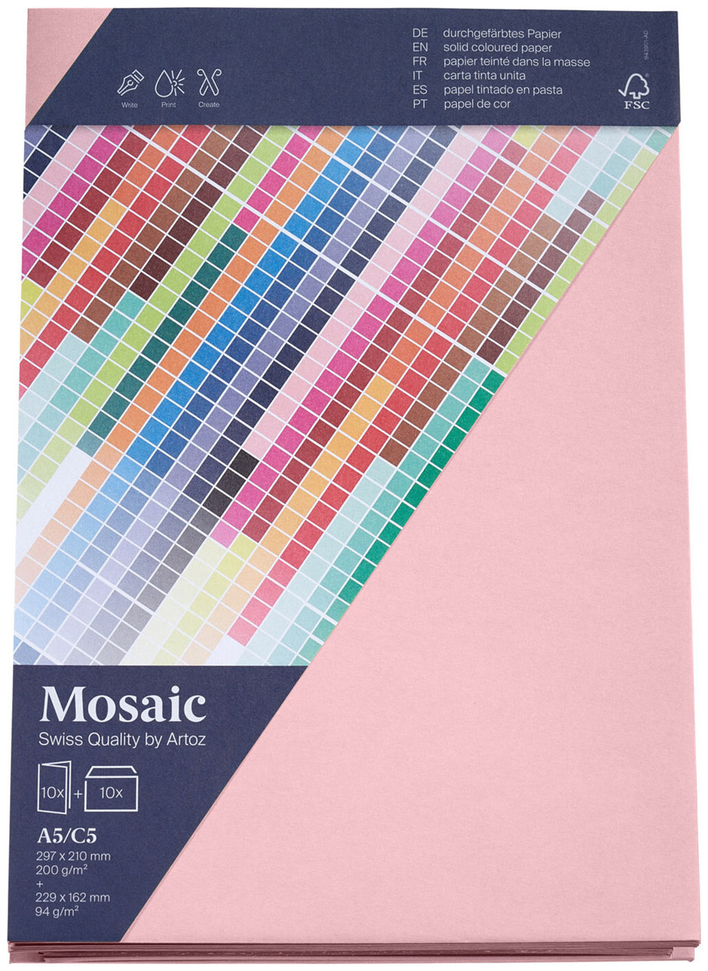 Image of Artoz Mosaic Karten/Kuverts A5/C5 rosa je 10 Stück
