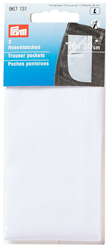 Image of Prym Hosentaschen ganz weiss 16 x 30 cm 2 Stk. zum Einnähen