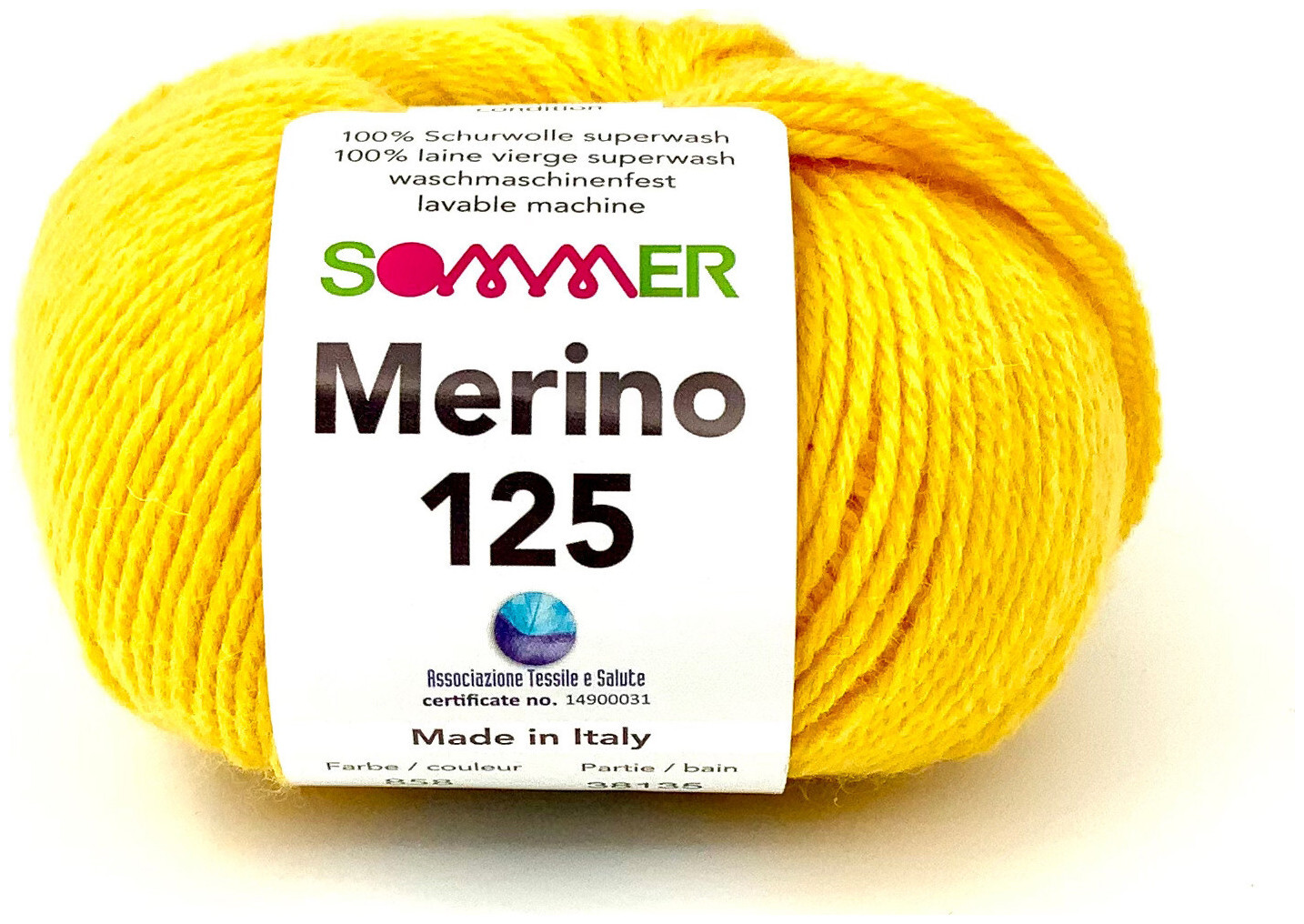 Image of Sommer Merino 125 858 Handstrickgarn 100% Merino Superwash gelb 50g