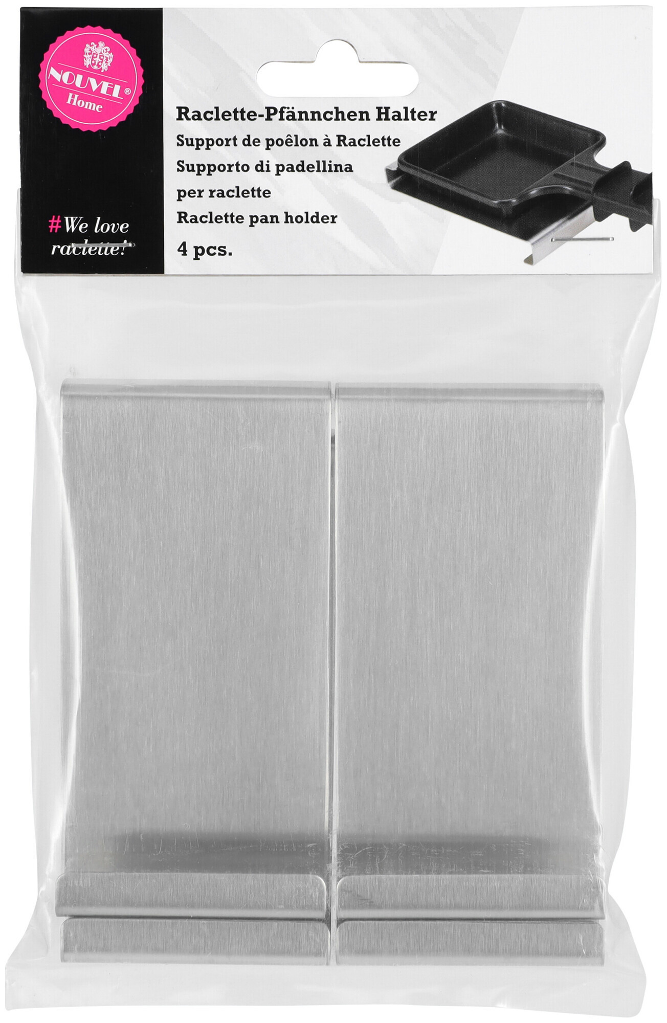 Image of Nouvel Untersetzer Raclette-Pfanne Chrom 4 Stück