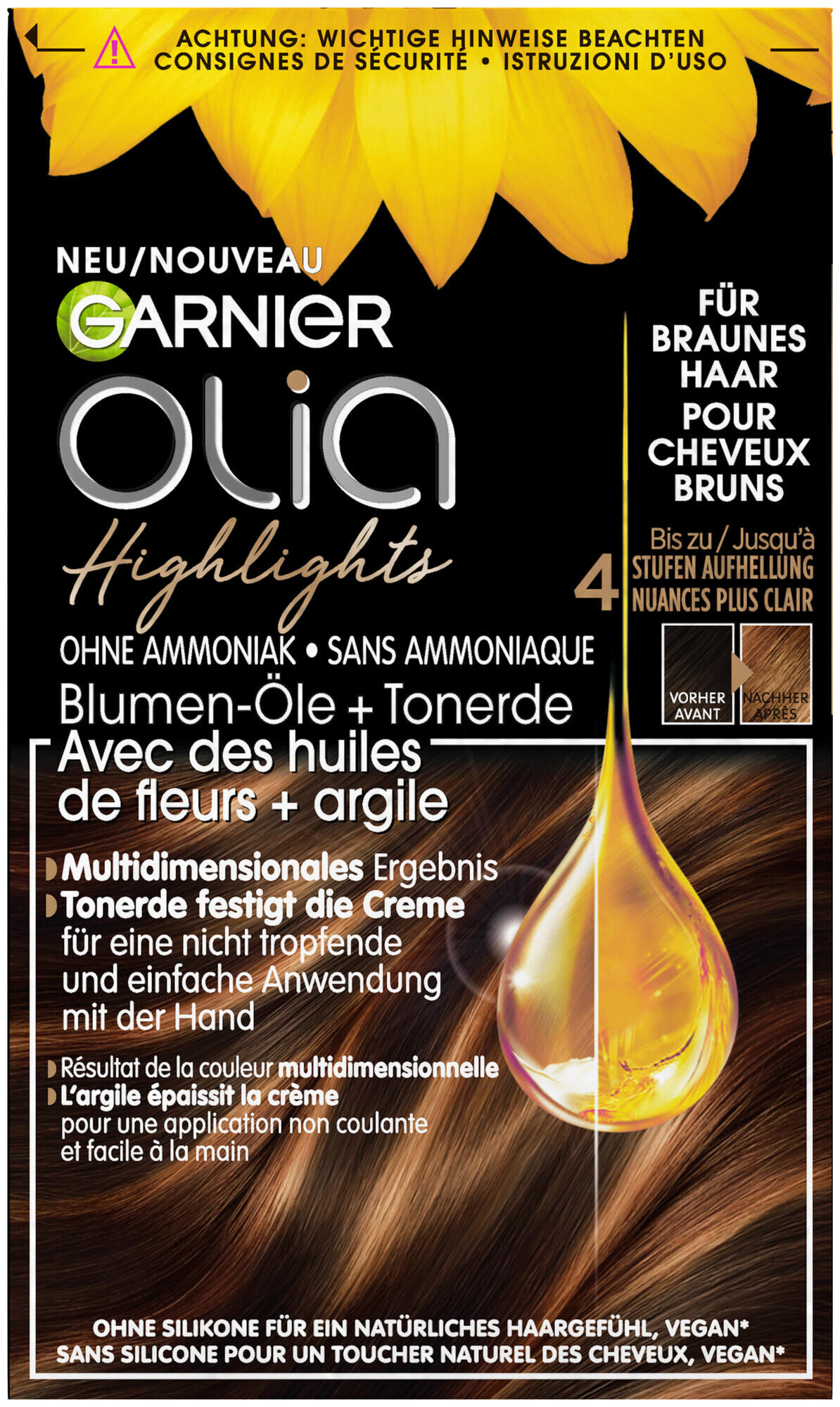 Image of Garnier Olia Highlights für Braunes Haar, mit Blumen-Öle + Tonerde