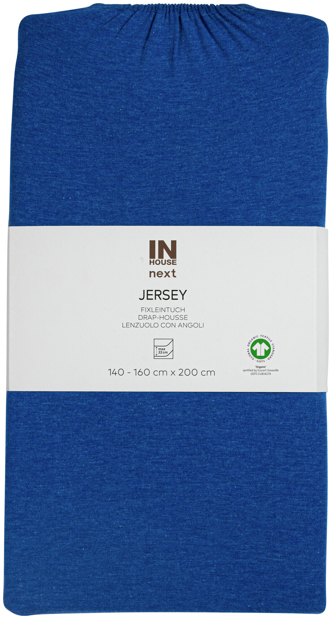 Image of Inhouse Fixleintuch Gots Jersey mel. 160x200 royal