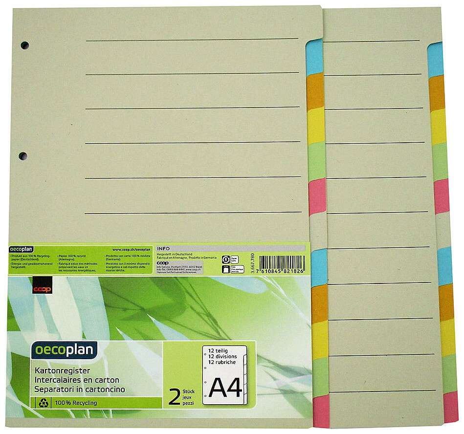 Image of Oecoplan Kartonregister A4 12-teilig