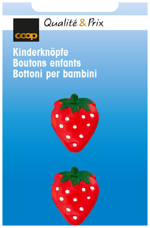 Image of Kinderknopf Erdbeere rot 21 mm 2 Stk.