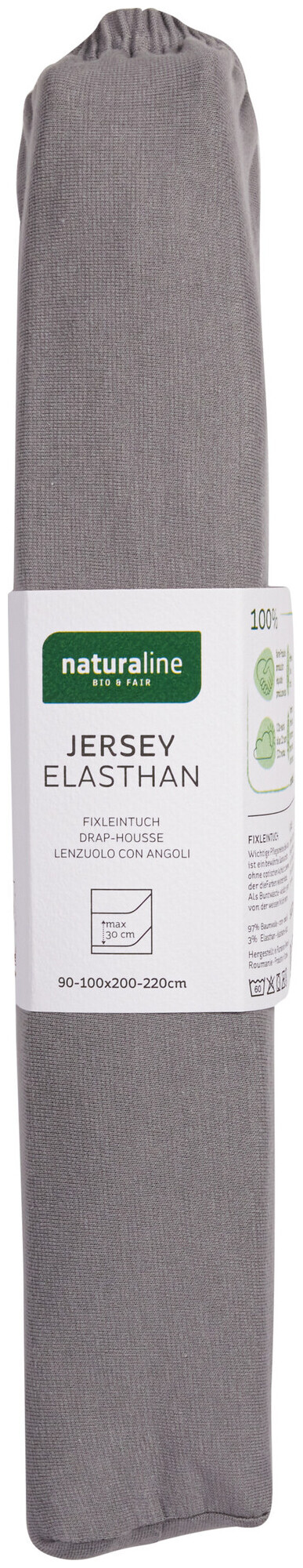 Image of Naturaline Textil Bio Fixl. Jersey EA 90x200 grau