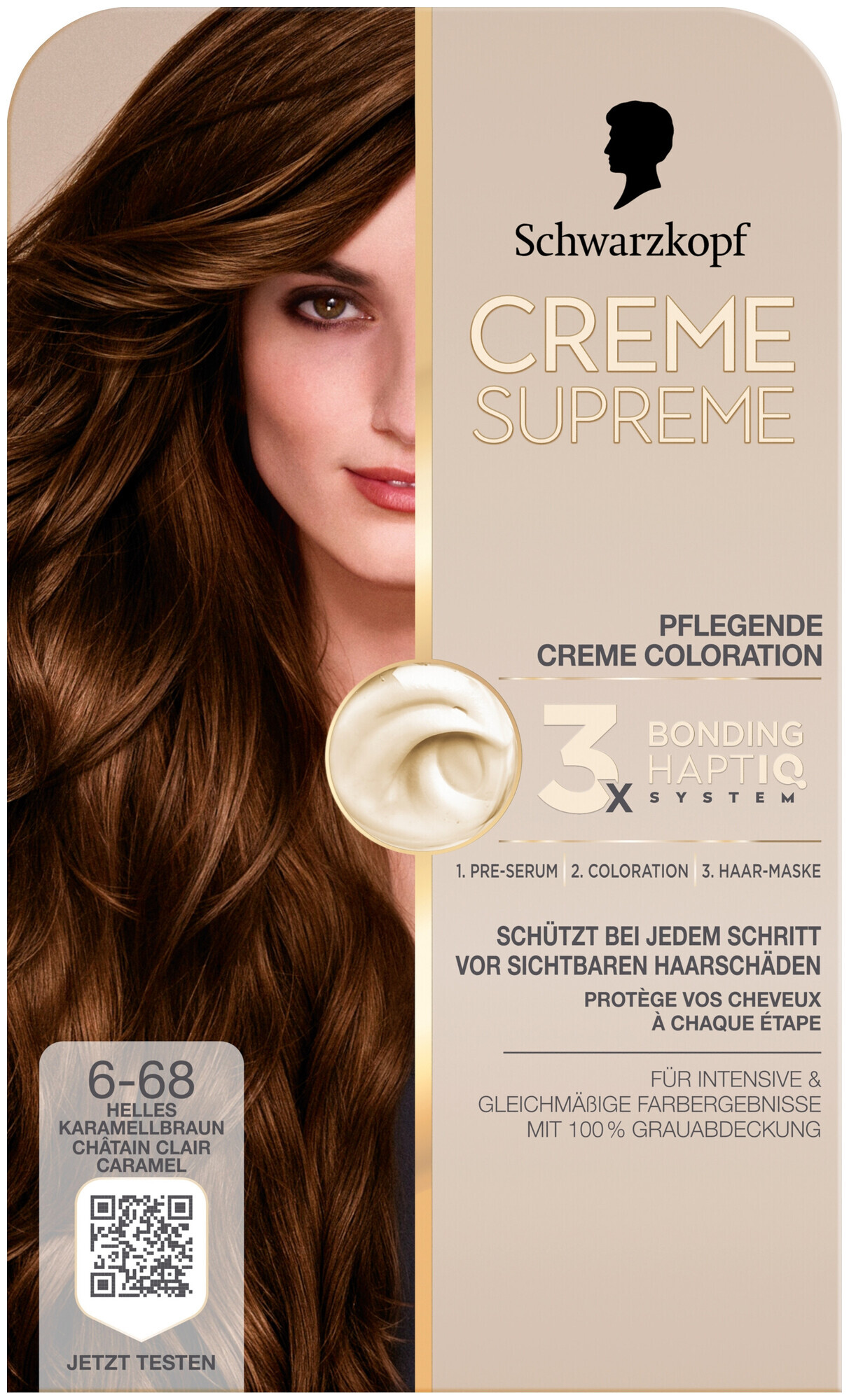 Schwarzkopf Creme Supreme Coloration 6-68 Helles Karamellbraun