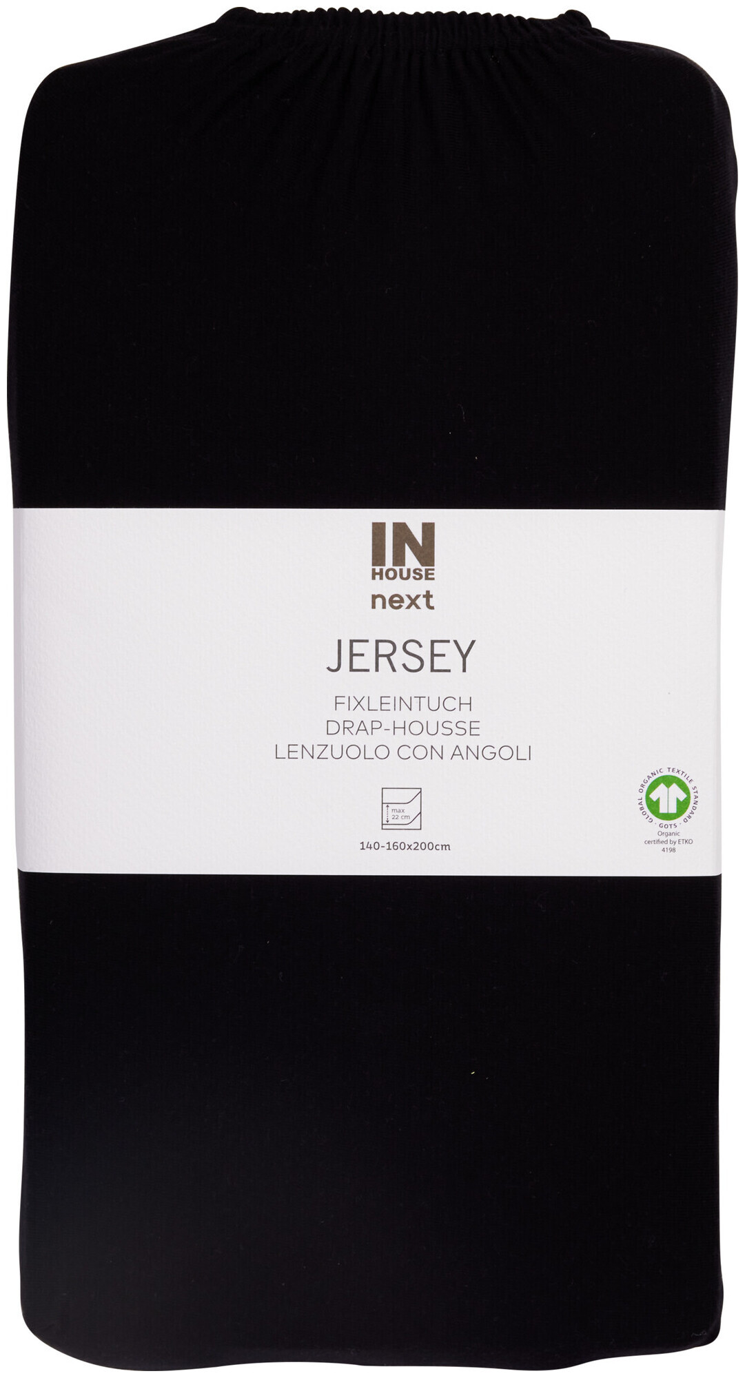 Image of Inhouse Fixleintuch Gots Jersey 160x200 schwarz