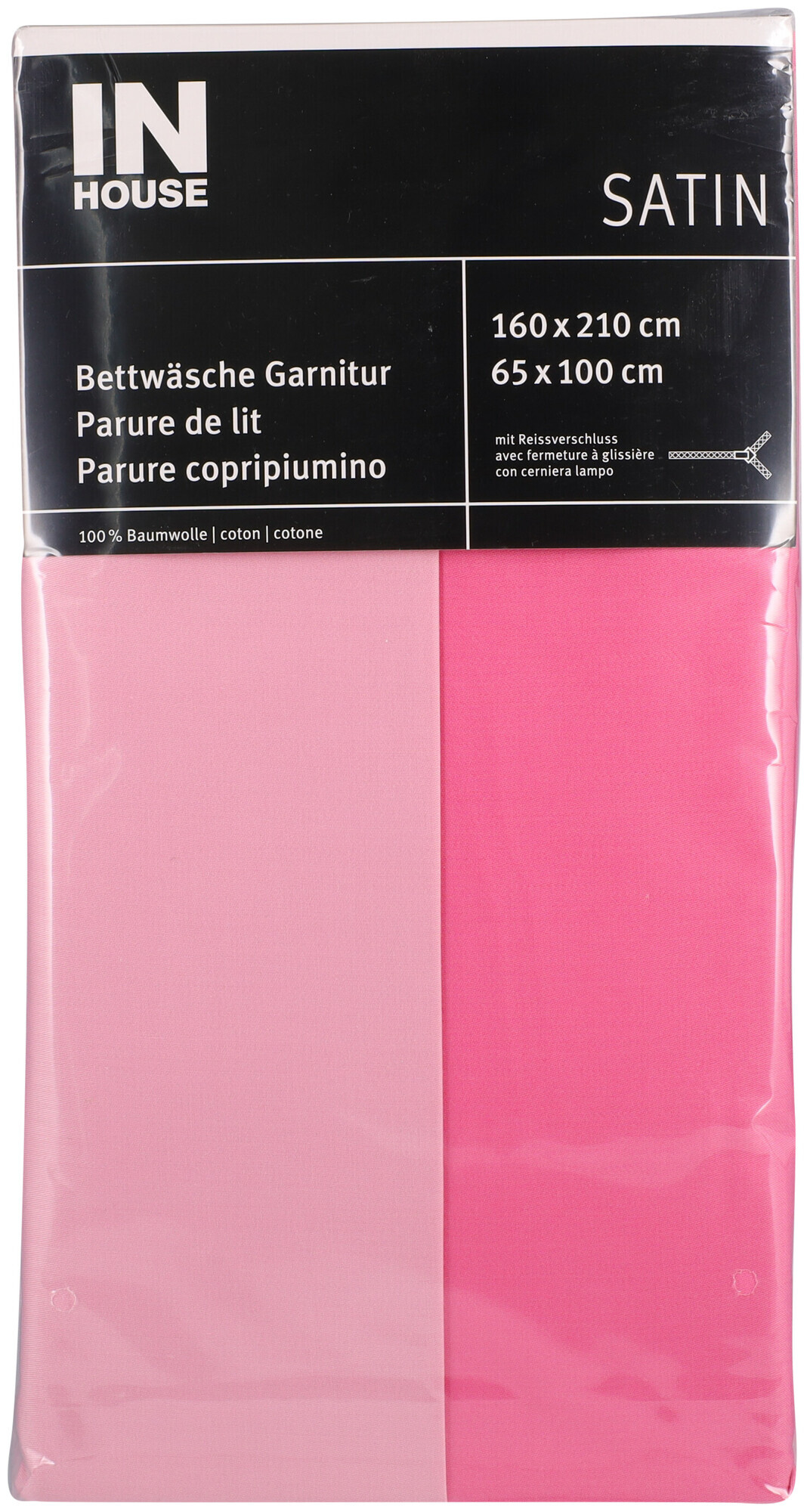 Image of Inhouse IH Bettwäschegarnitur Satin uni pink 160x210/65x100