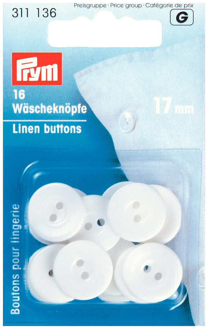 Image of Prym Wäscheknopf weiss 17 mm 16 Stk.