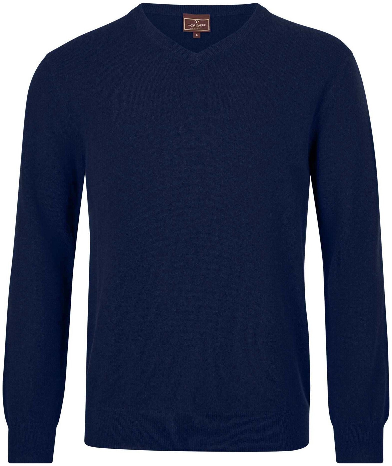 Image of Cashmere Herren V-Ausschnitt Pullover navy L