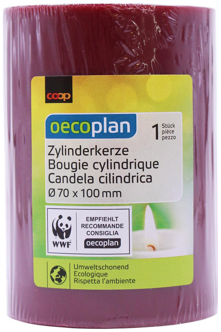 Image of Oecoplan Zylinderkerze 70x100mm dunkelrot