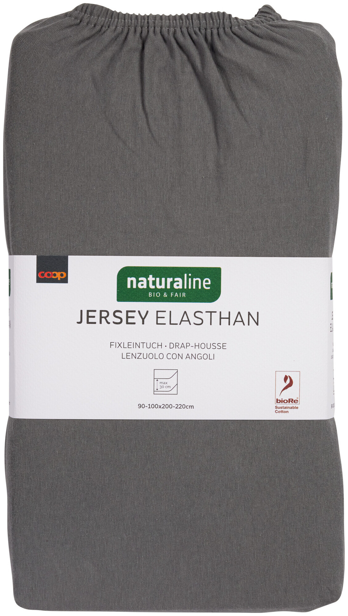 Image of Naturaline Textil Bio Fixl. Jersey EA 90x200 anthrazit