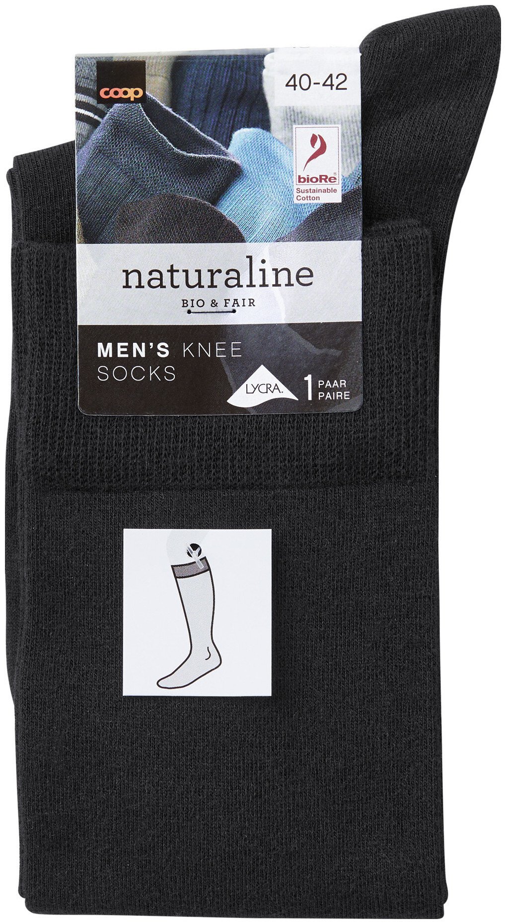 Image of Naturaline Textil Naturaline Herren Kniestrumpf Schwarz 40 - 42