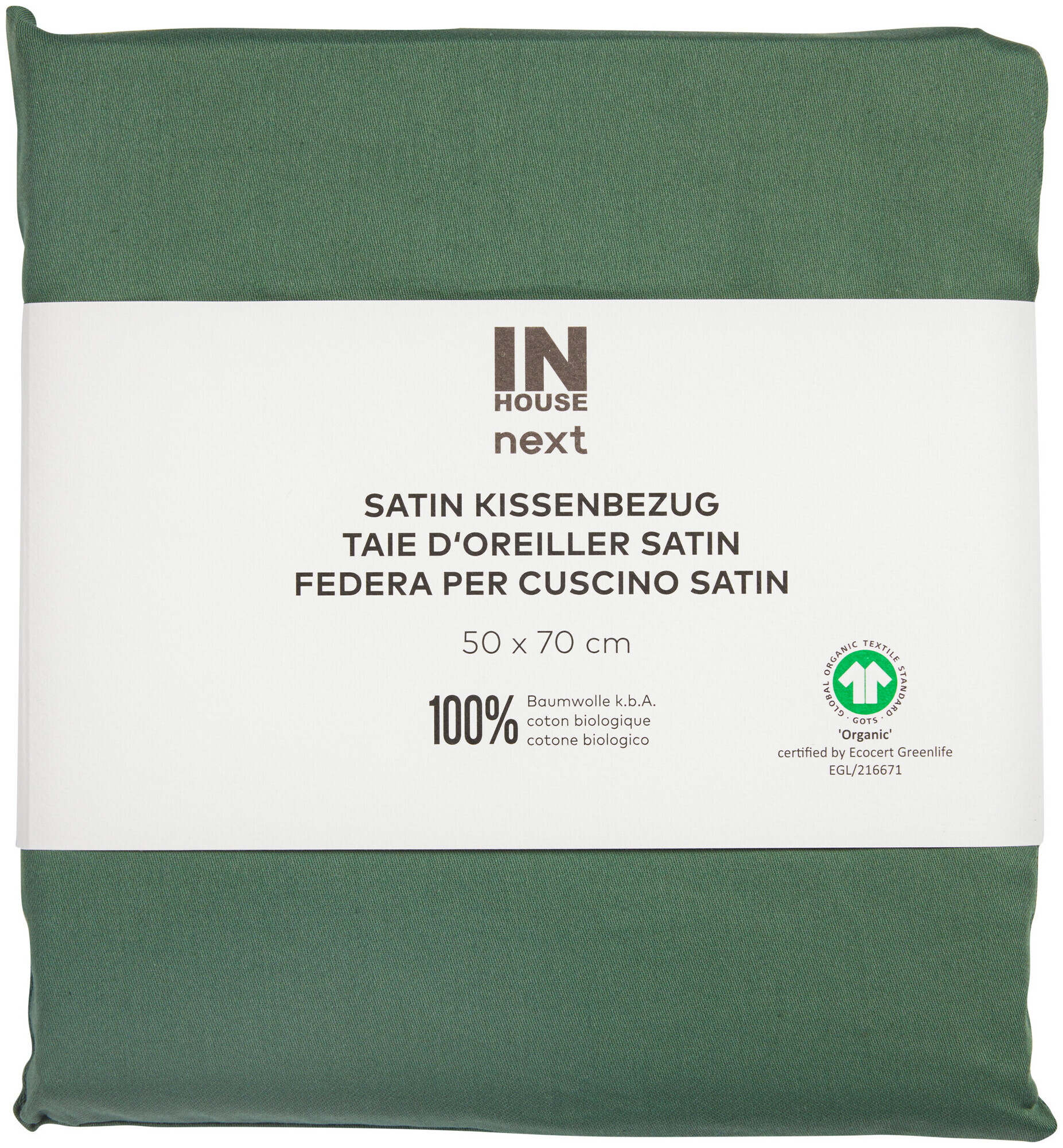 Inhouse Taie Gots Satin 50x70 herbe