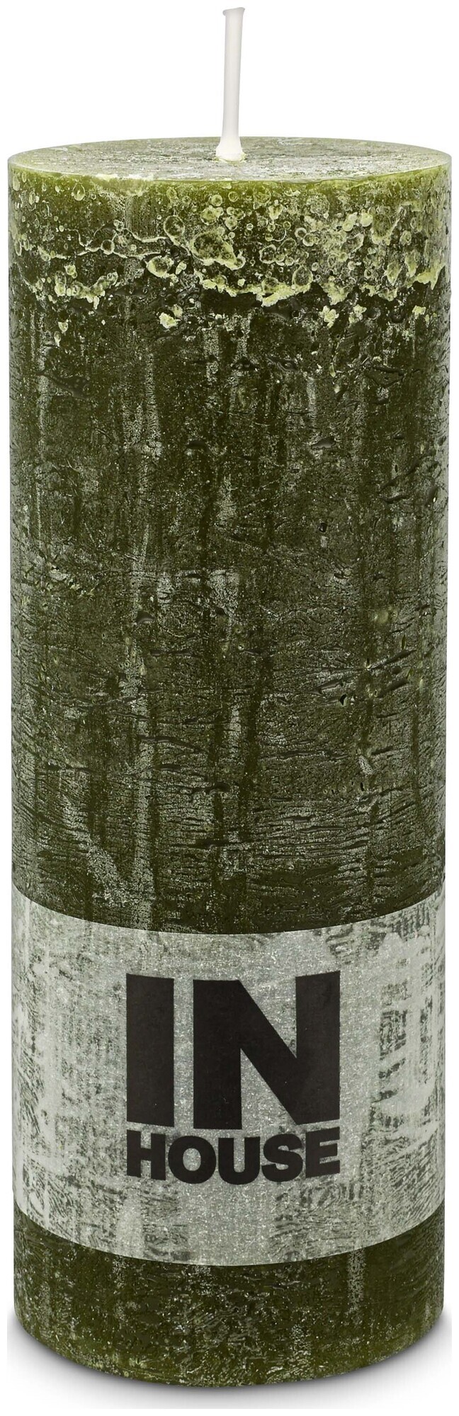 Image of Inhouse Zylinderkerze Rustic 68x180 Dunkelgrün