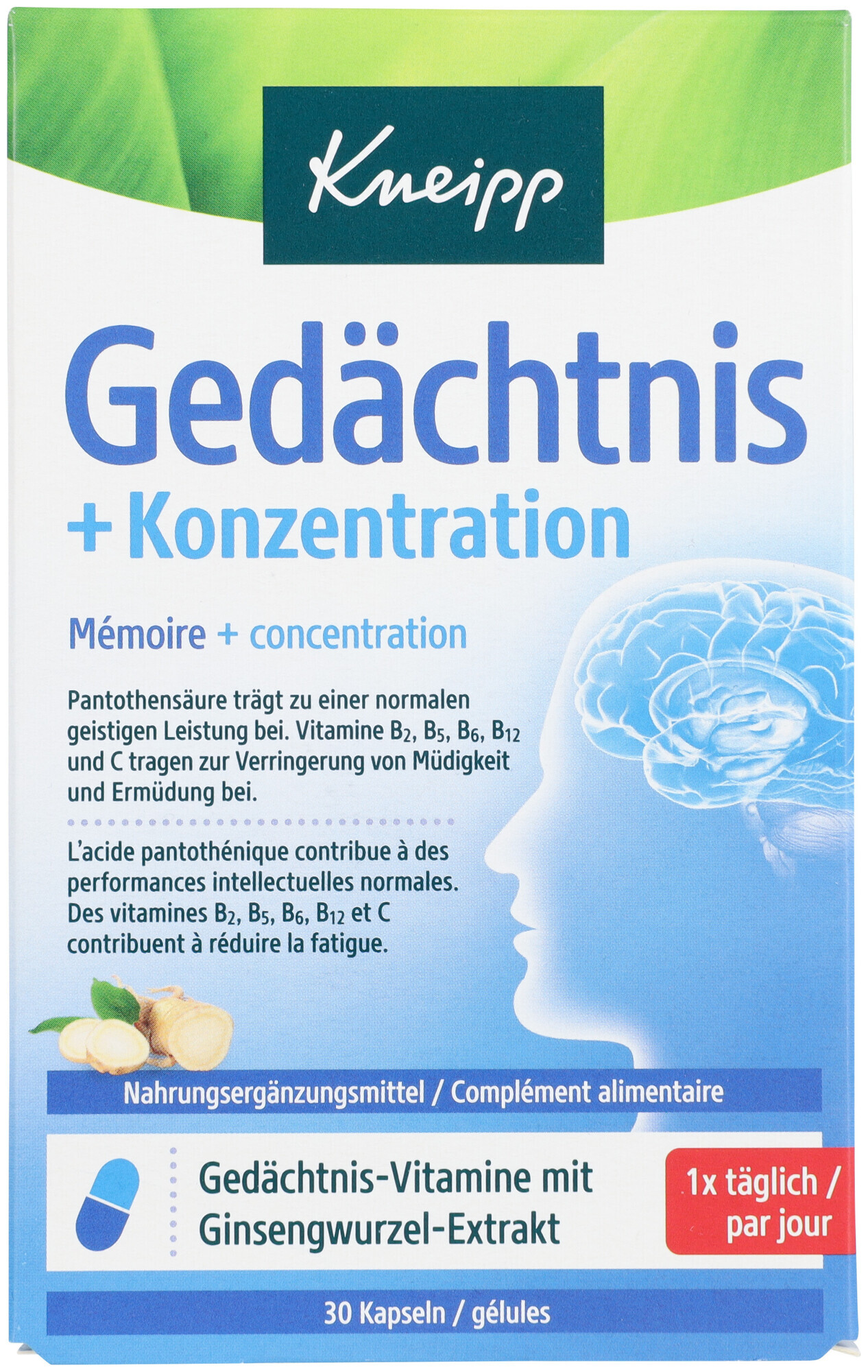 Image of Kneipp Gedächtnis + Konzentration 30 Kapseln