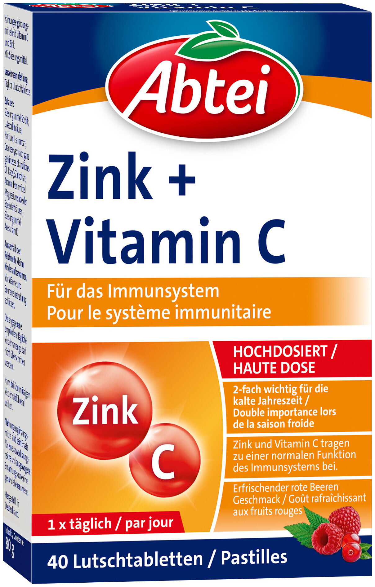 Image of Abtei Zink + Vitamin C 40 Lutschtabletten