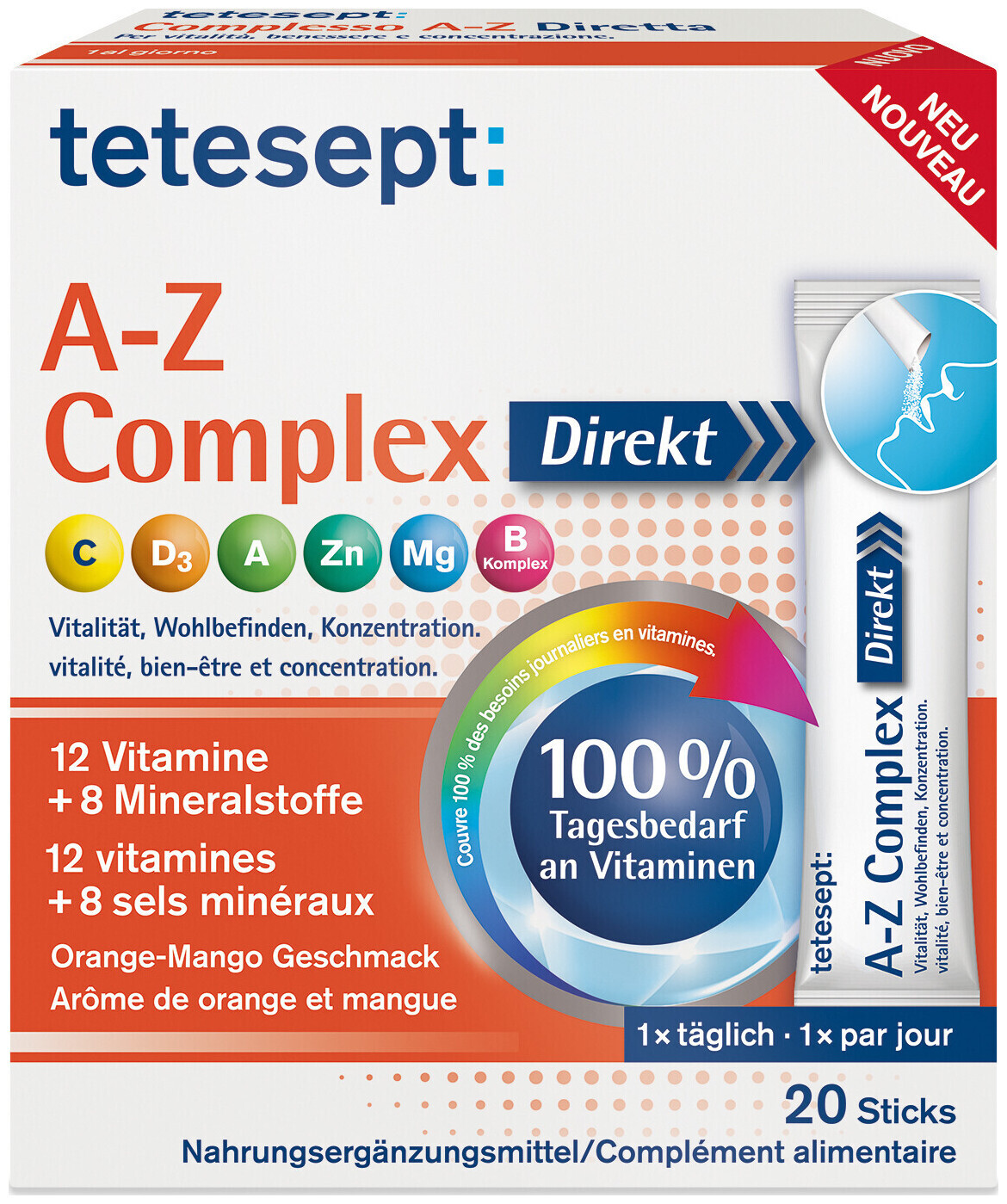 Image of Tetesept A-Z Complex Direkt 20 Sticks