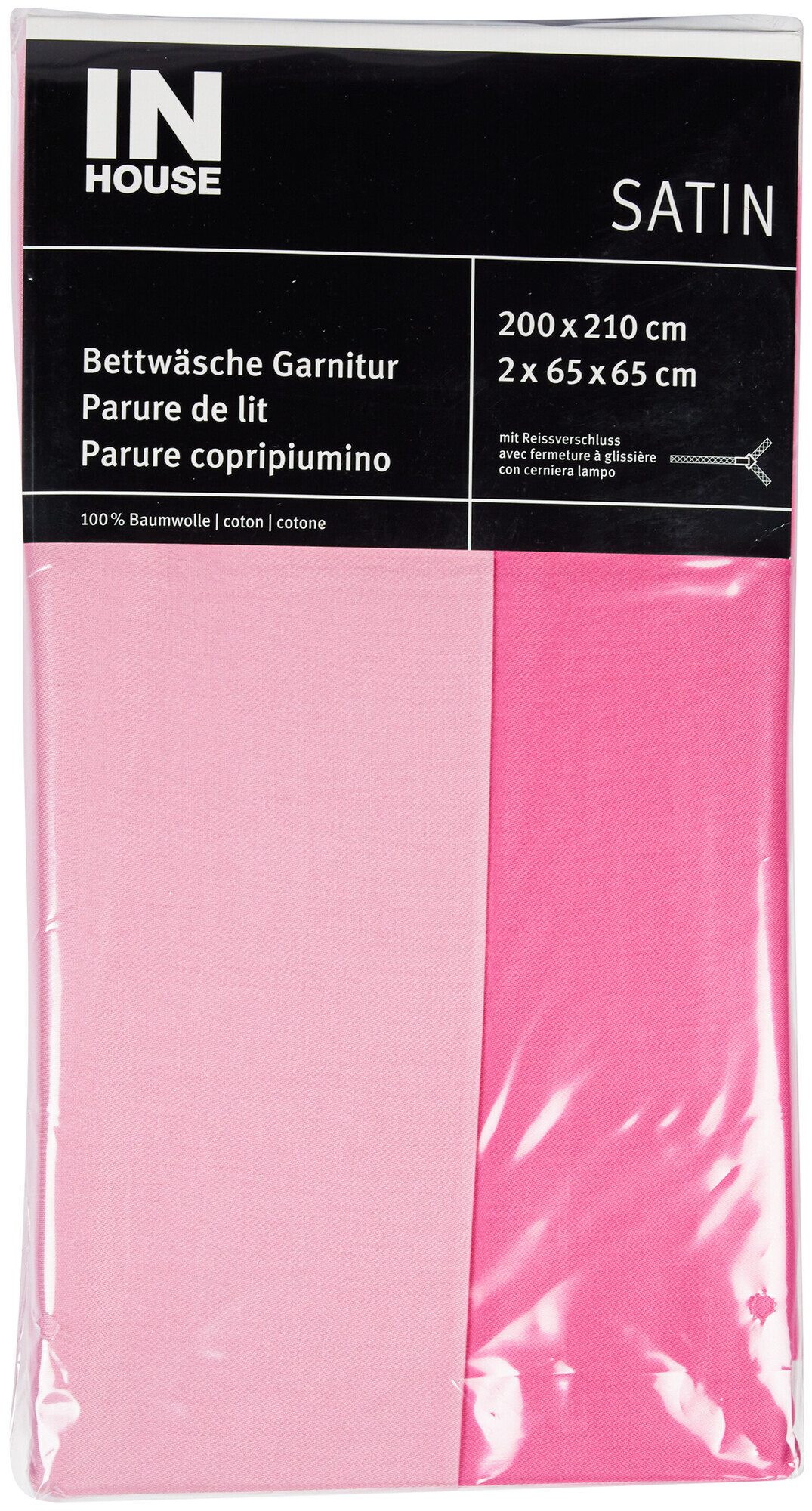 Image of Inhouse IH Bettwäschegarnitur Satin uni pink 200x210/2x65x65