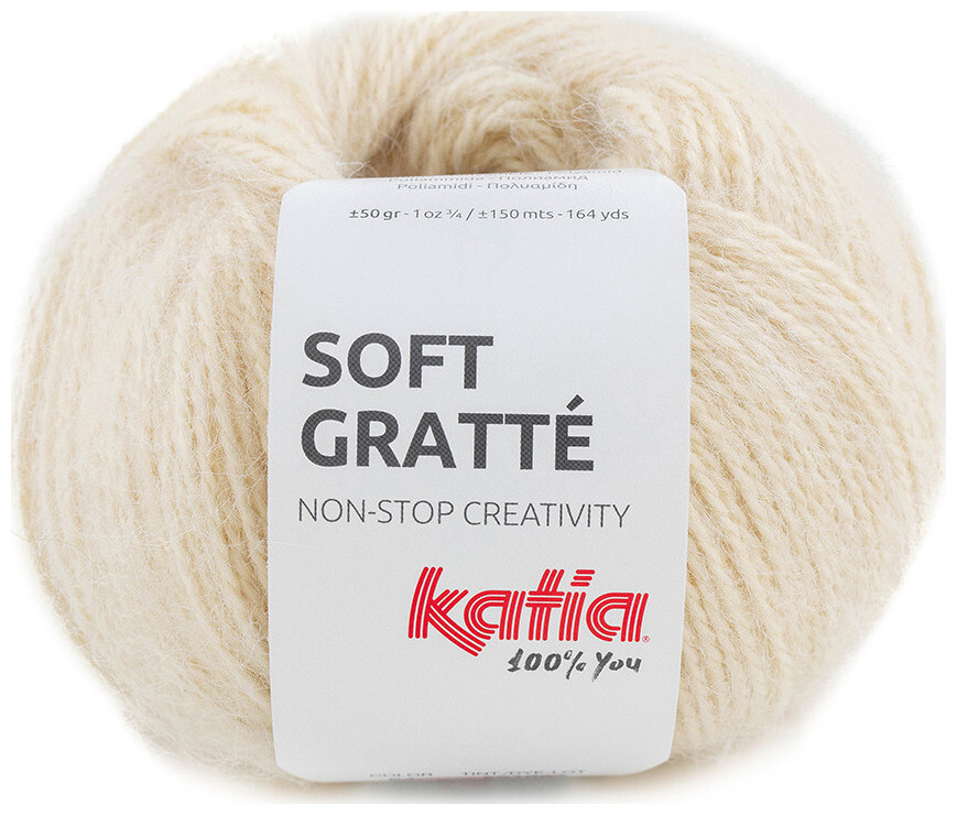 Image of Katia Soft Gratté 70 Handstrickgarn mit Mohair-Effekt für sensible Haut creme 50g