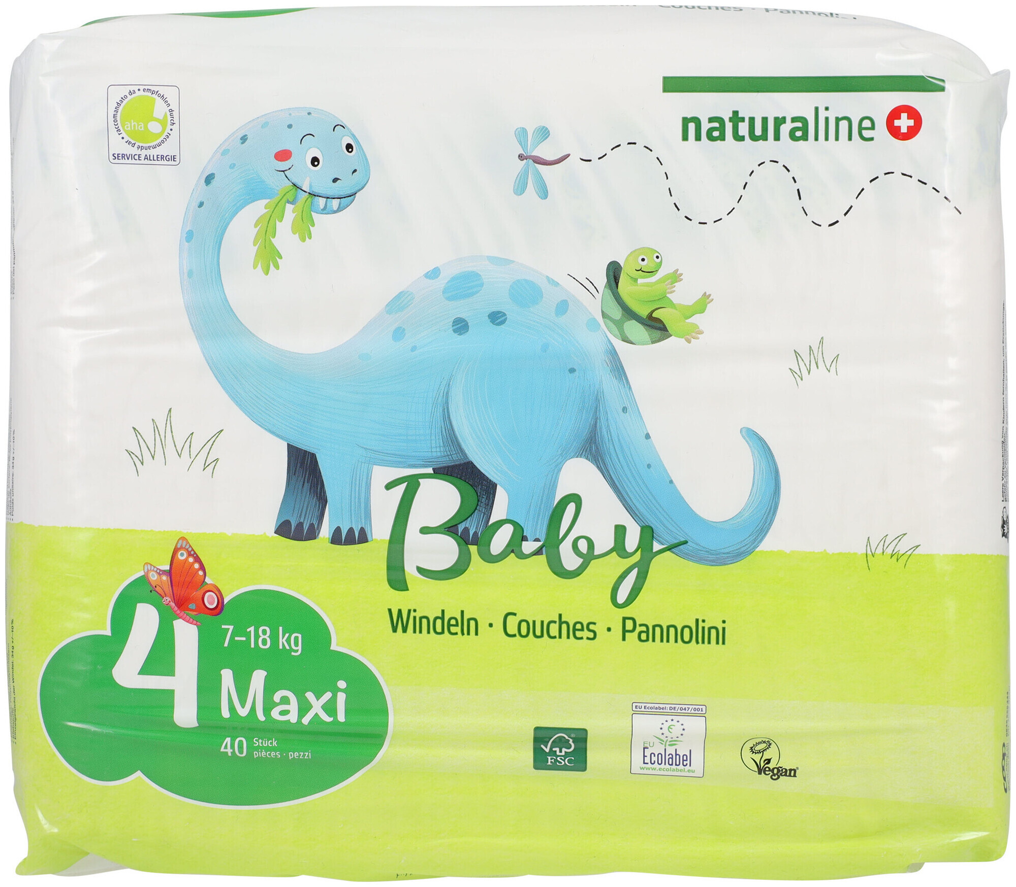 Image of Naturaline Cosmetics Naturaline Baby Grösse 4 Maxi, 7-10kg, 40 Stück