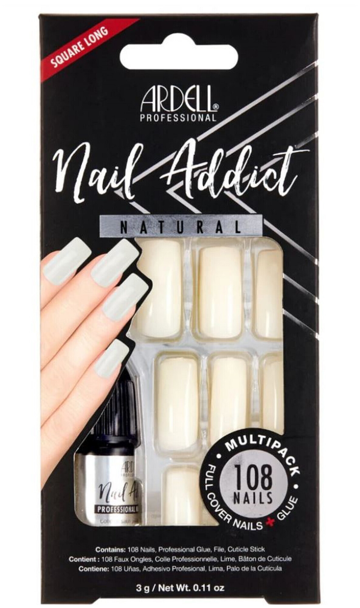 Image of Ardell Nail Addict Natural Squared Long - Multipack