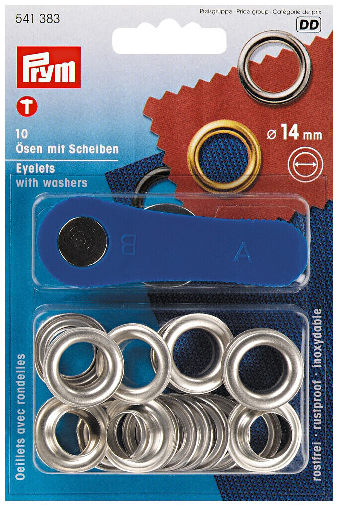 Prym œillets + rondelles argent 14 mm 10 pcs