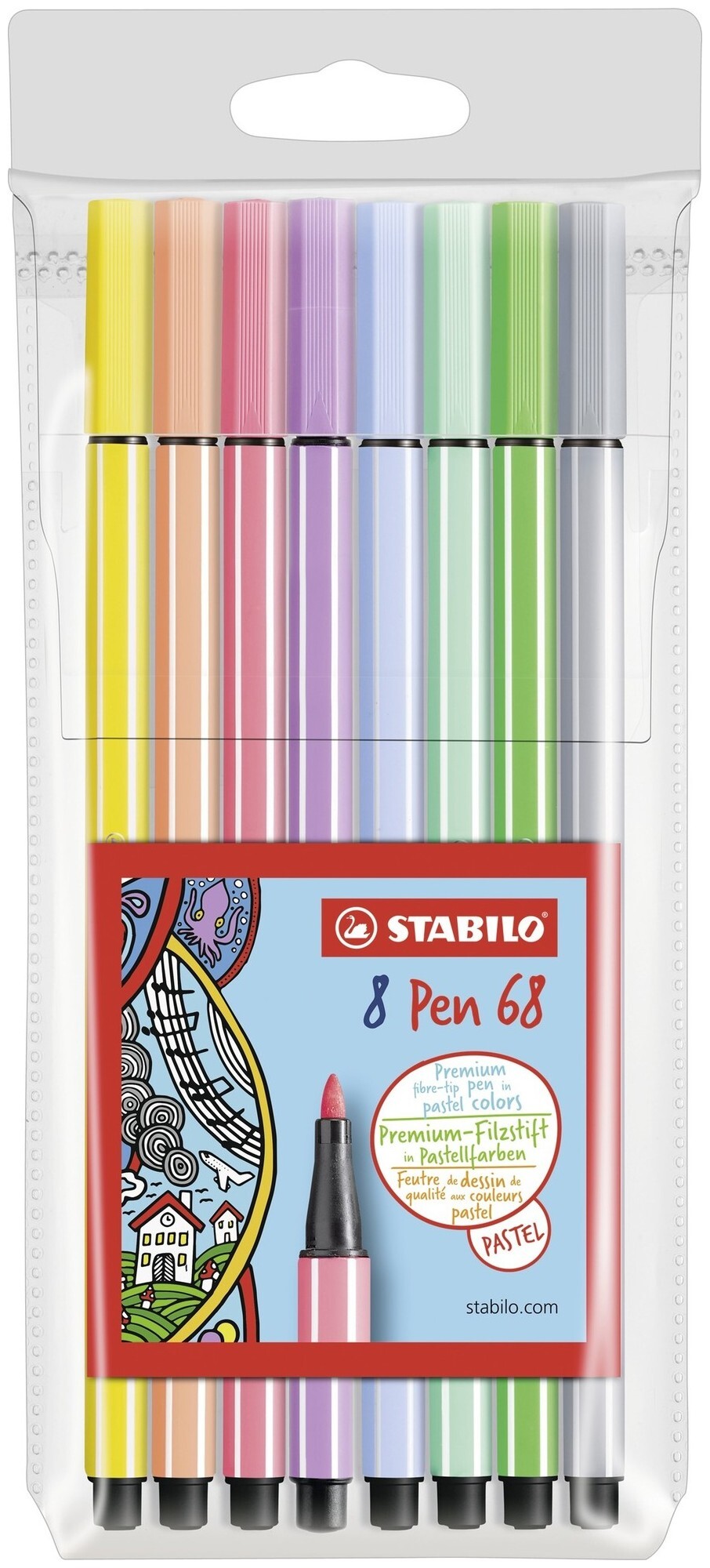 Image of Stabilo Fasermaler Pen 68 8er Etui Pastellfarben