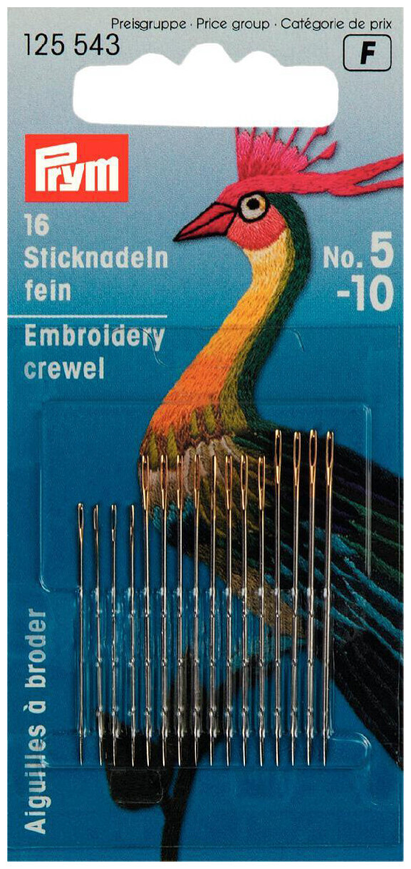 Image of Prym Crewelnadeln Nr. 5-10 silber 16 Stk. Stahl