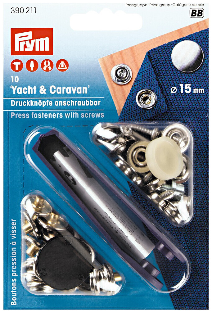 Prym bouton pression caravane argent 15 mm 10 pcs
