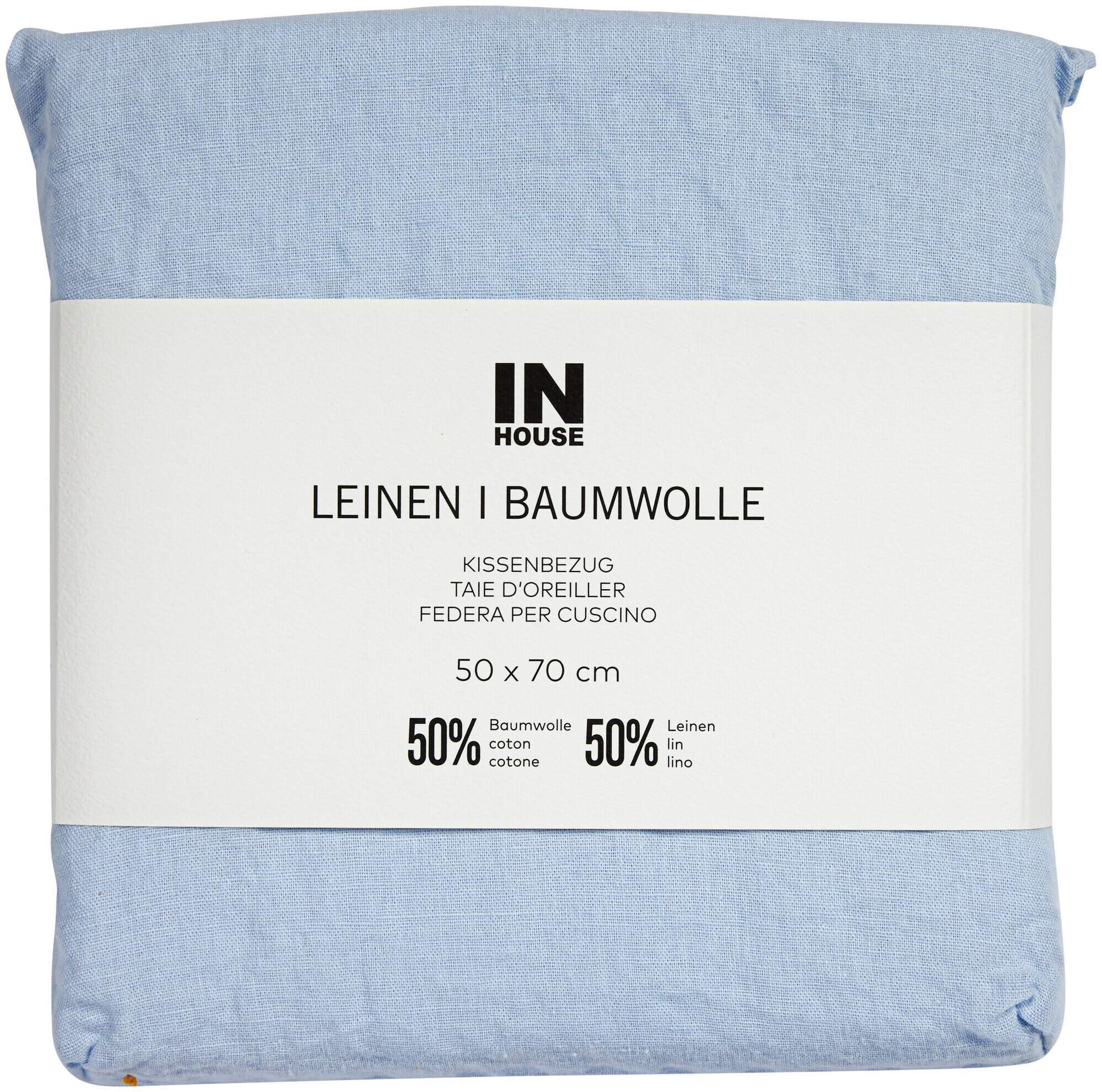 Image of Inhouse Kissen Leinen Fifty-Fifty hellblau 50x70