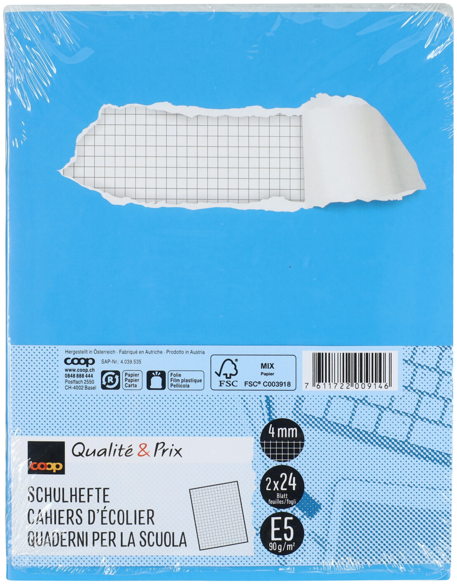 Image of Coop Qualité&Prix Schulhefte E5 4mm kariert ohne Rahmen 2 Stück