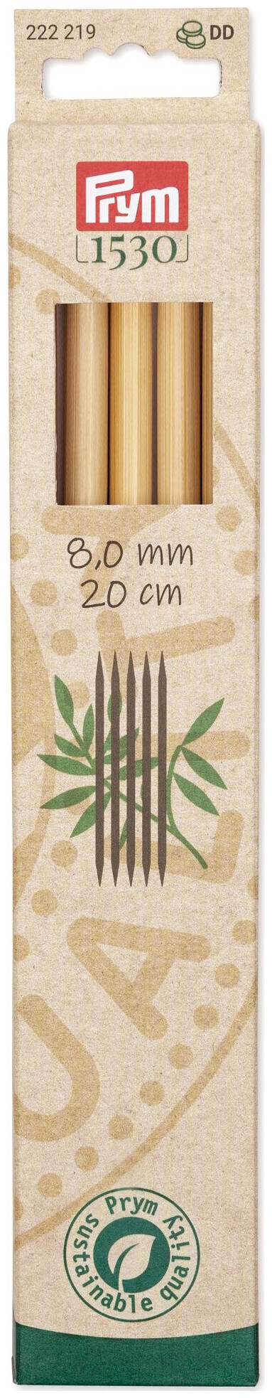 Image of Prym 1530 Strumpfstricknadeln 8.00 mm, 20 cm, Bambus