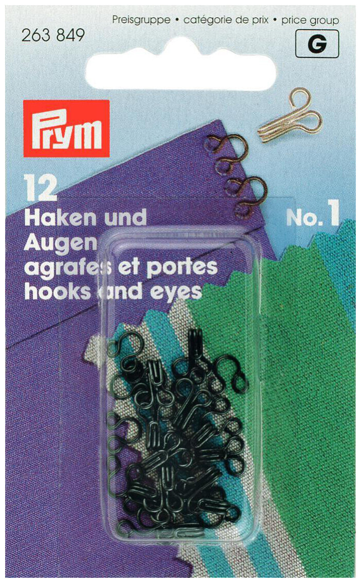 Image of Prym Federhaken und augen schwarz Nr. 1 12 Stk.