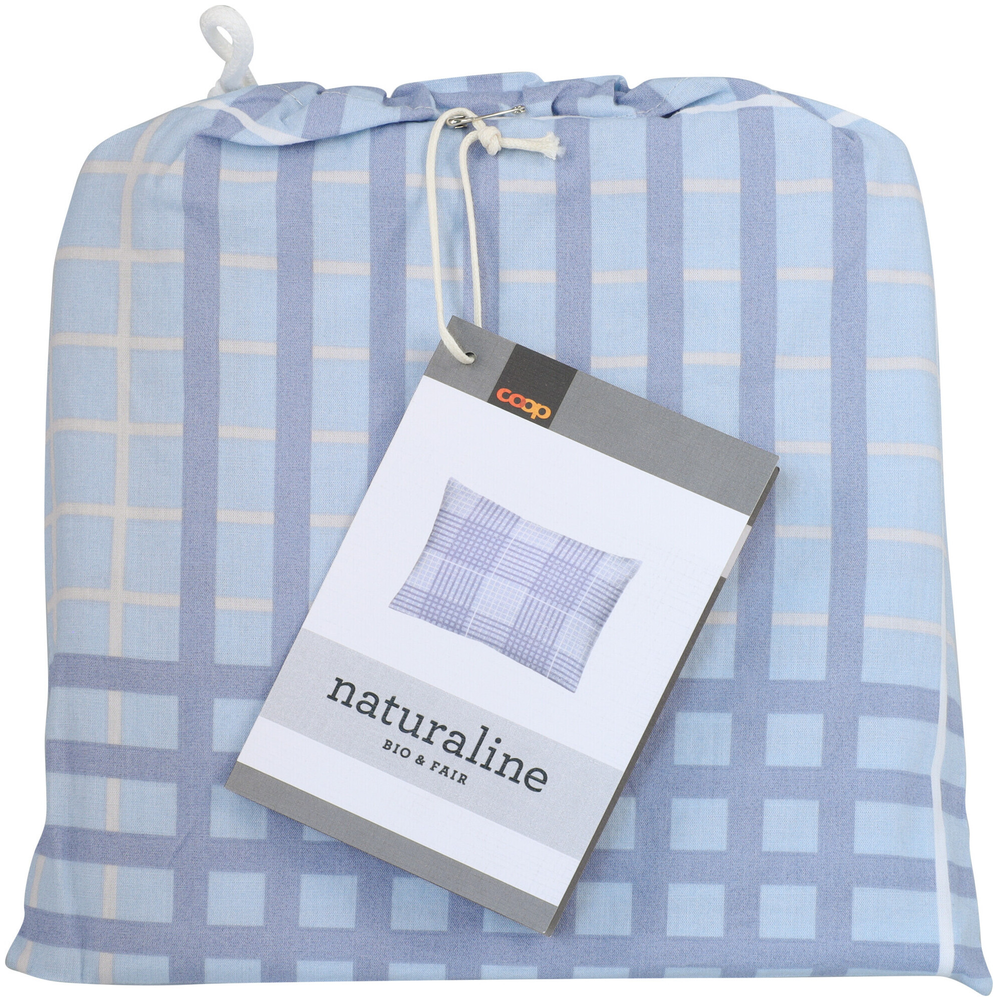 Image of Naturaline Textil Naturaline Kissenbezug Zoom Check blau 50x70 cm