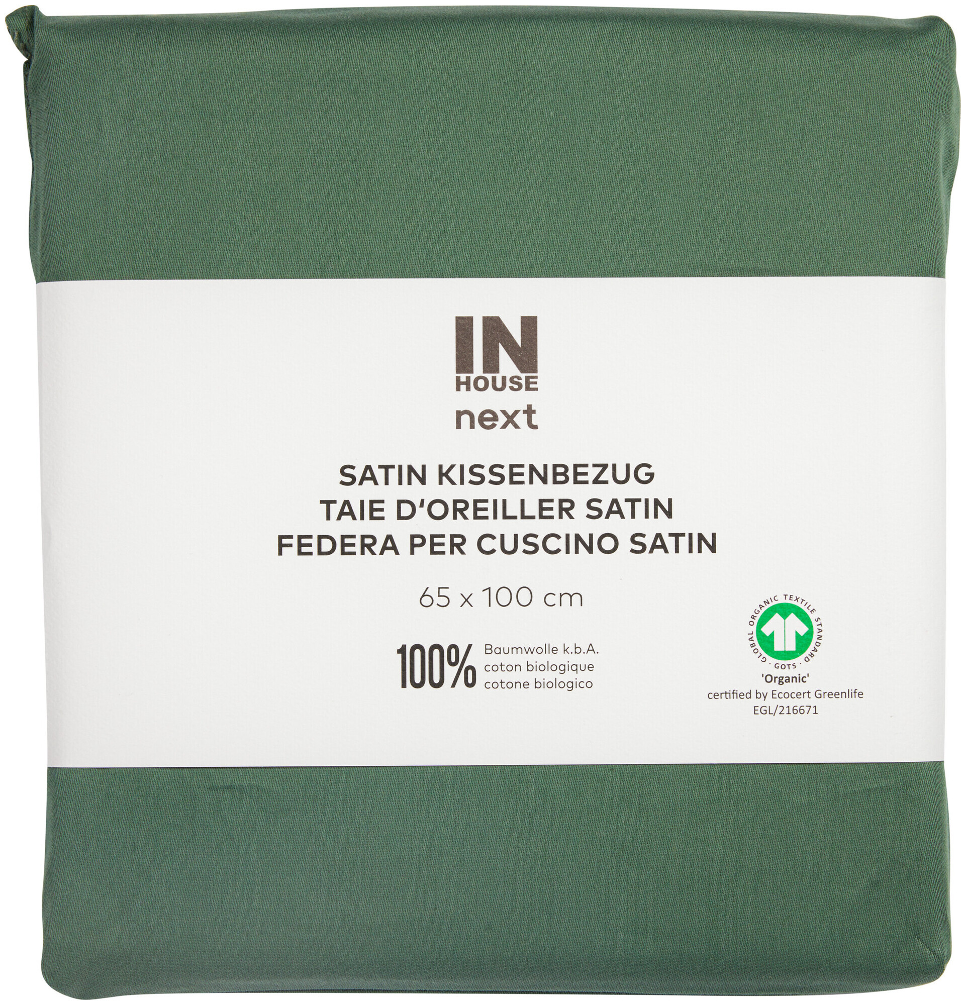 Image of Inhouse Kissen Gots Satin 65x100 gras