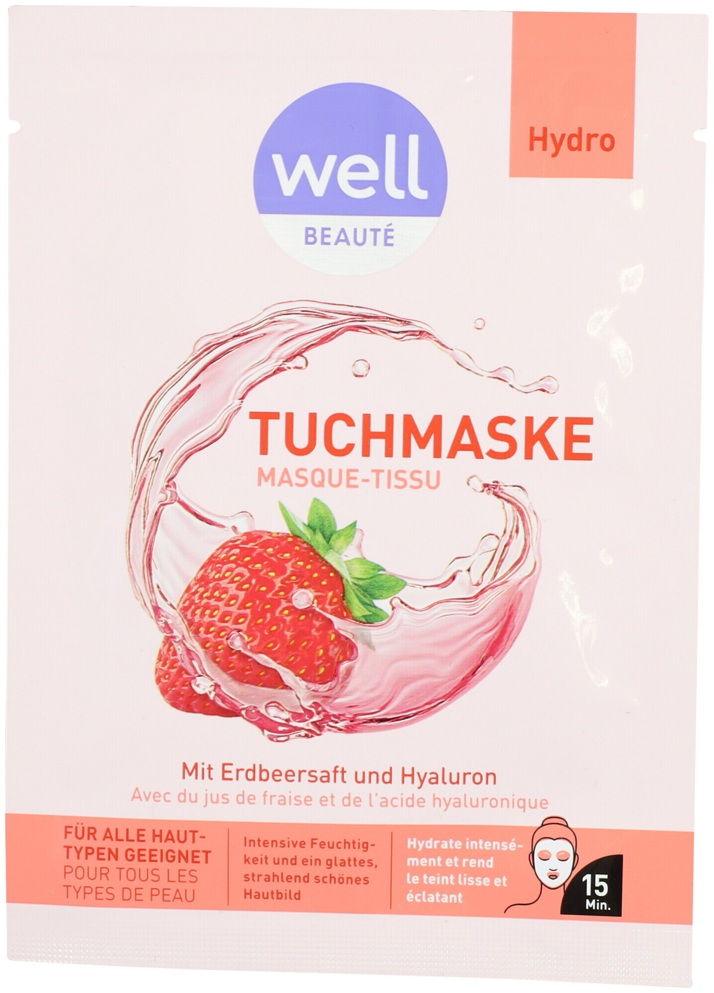 Image of well Tuchmaske mit Erdbeersaft und Hyaluron 27G