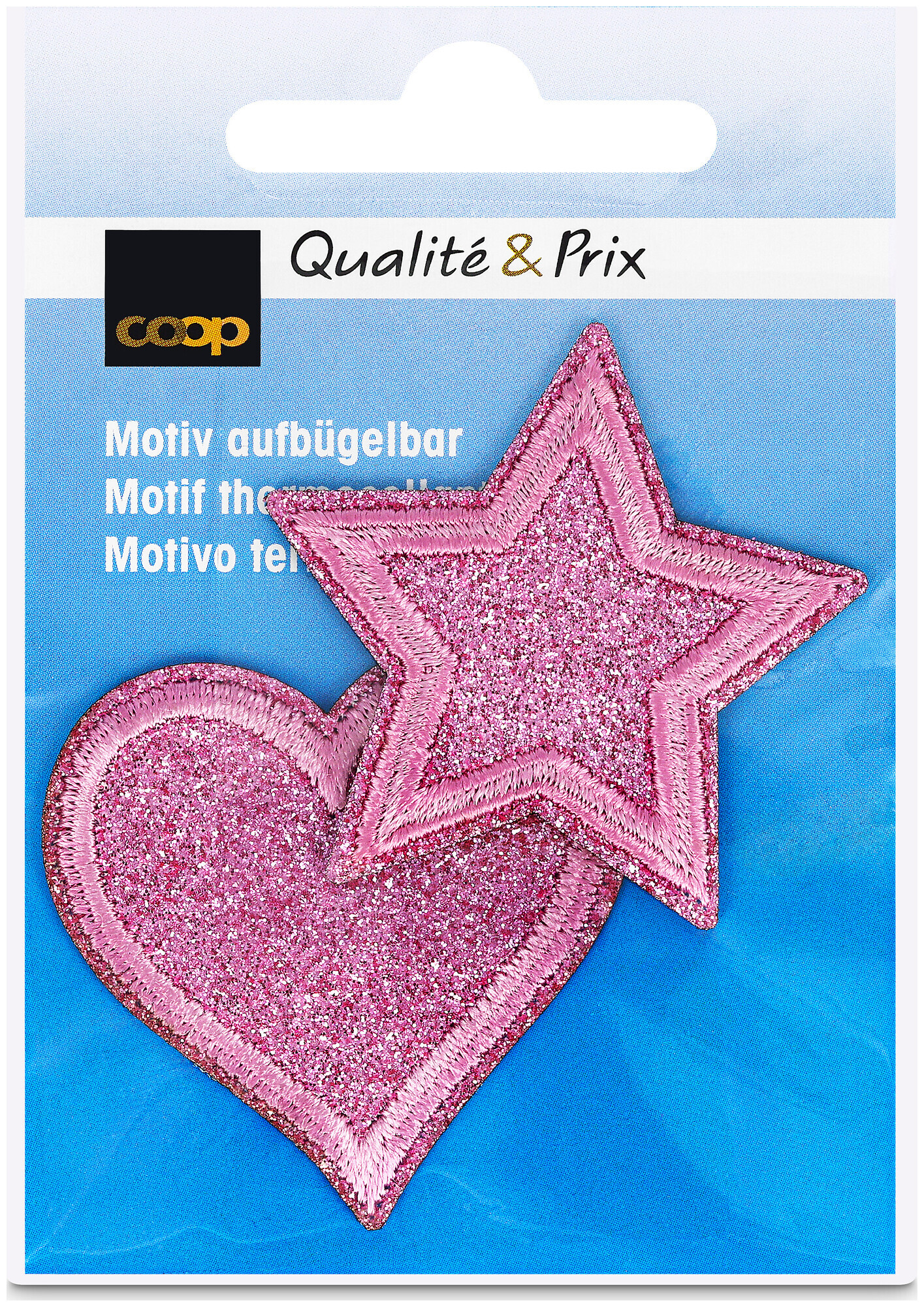 Image of Coop Applikation Herz und Stern glitzer rosa