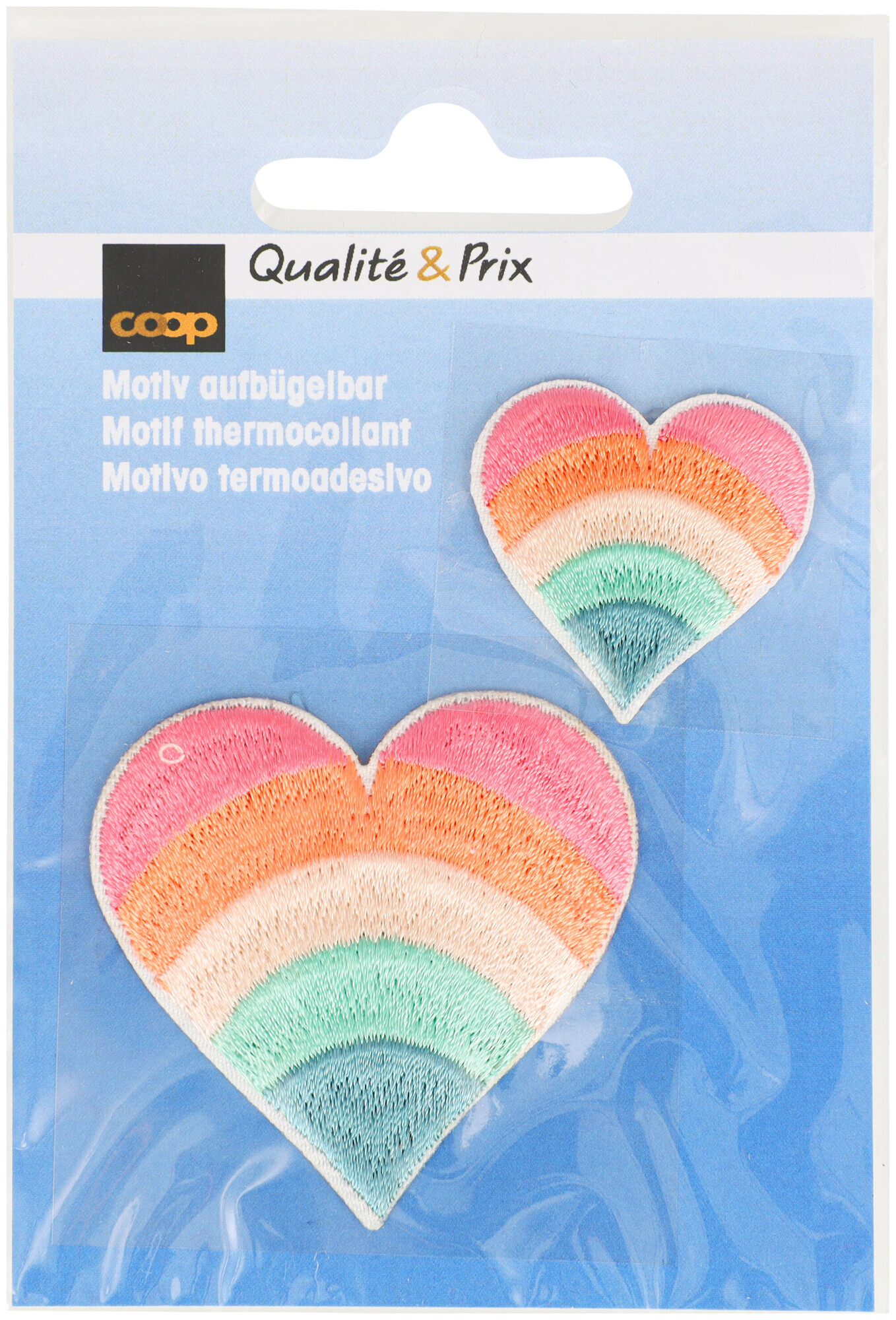 Image of Coop Applikation zwei Herzen bunt