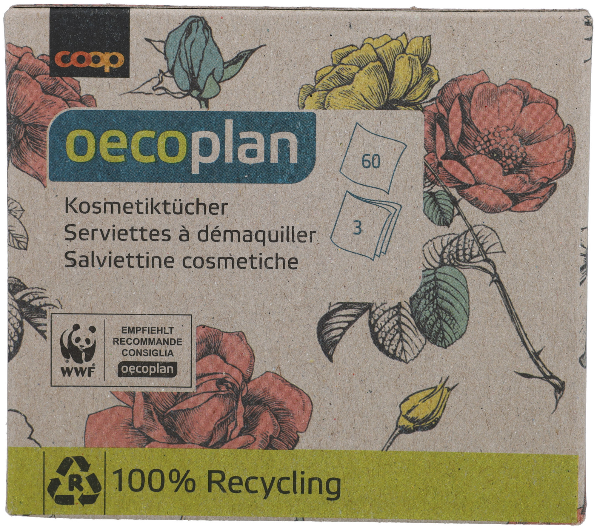 Image of Oecoplan Kosmetiktücher 3-lagig 60 Stück