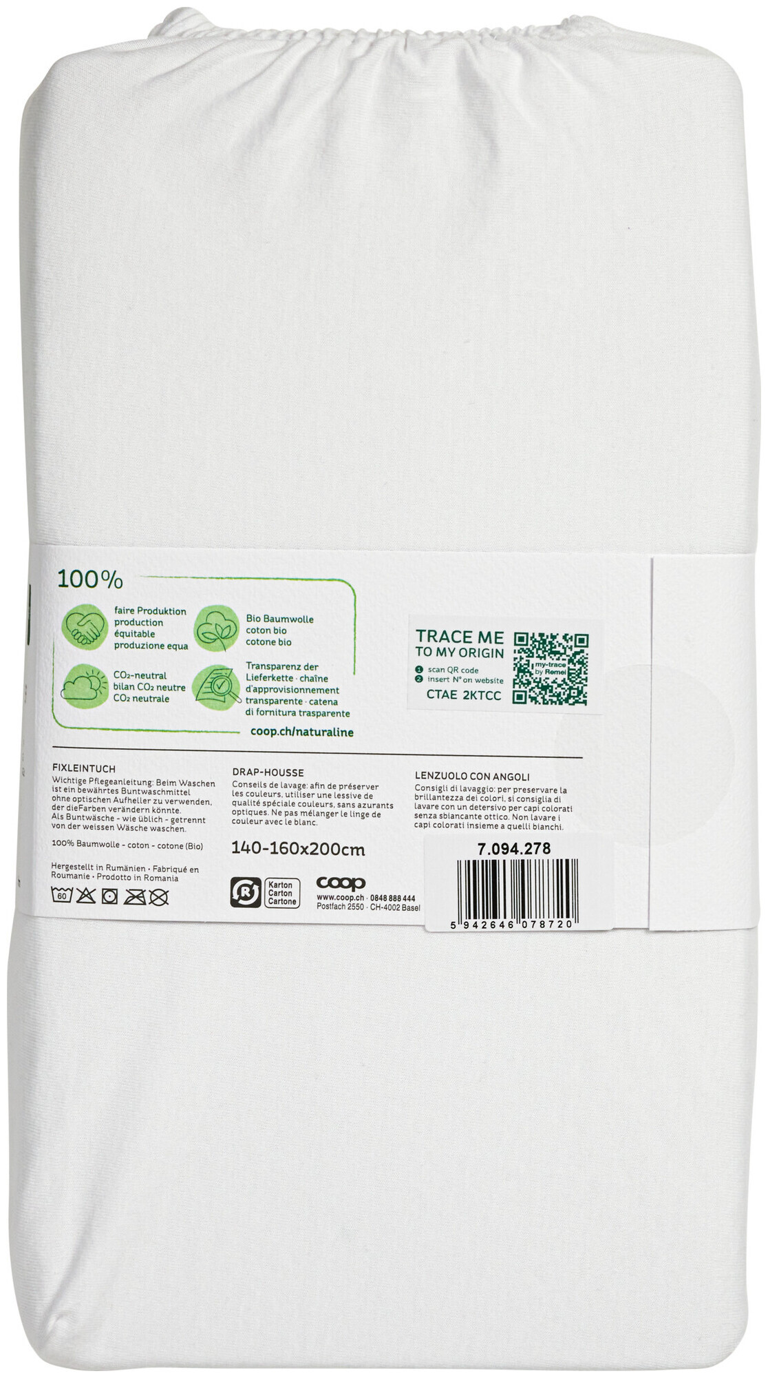 Image of Naturaline Textil Bio Fixl. Jersey 160x200 weiss