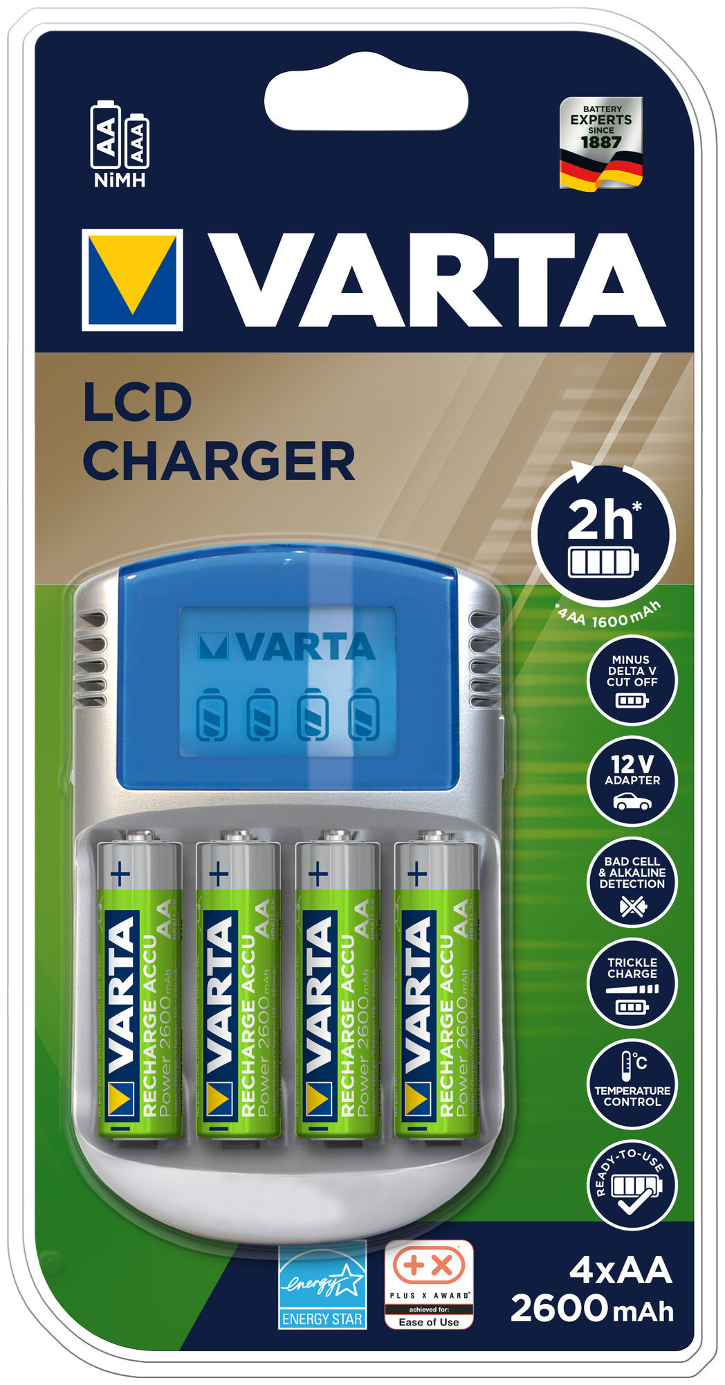Image of Varta LCD Charger + 4xAA 2600mAh R2U