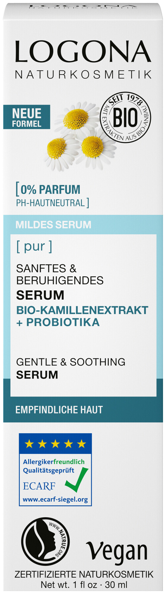 Image of Logona PUR Serum Kamillenextrakt & Probiotika 30 ml