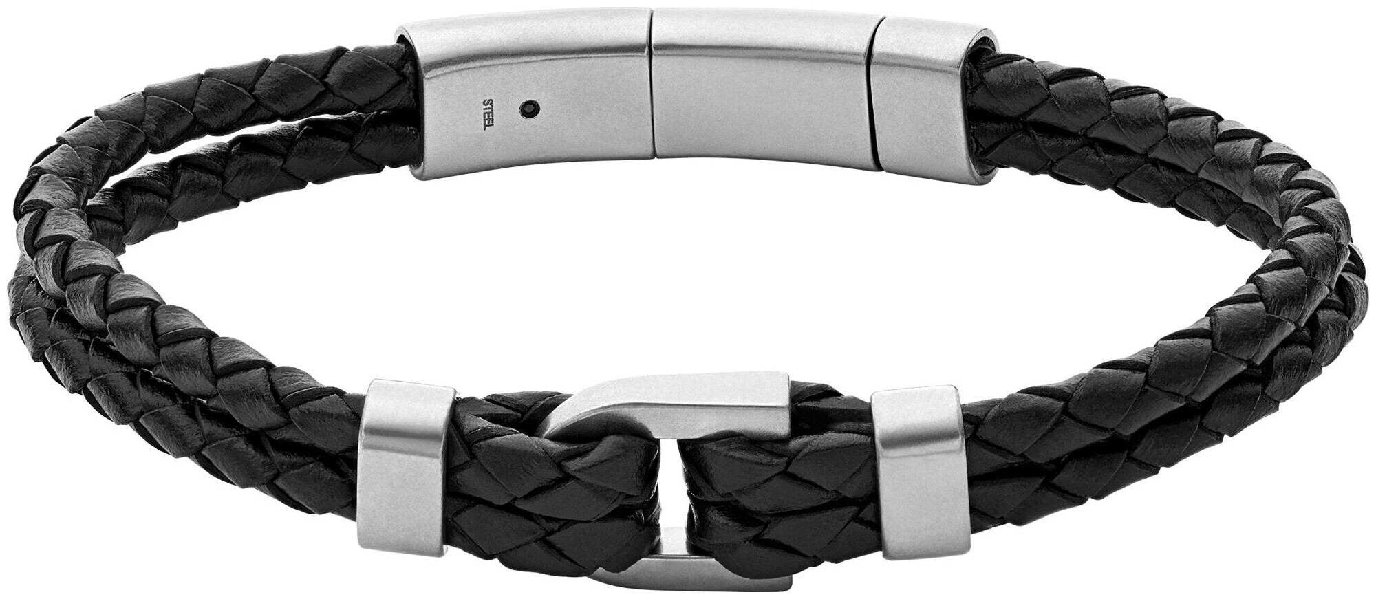 Fossil Jewels Bracelet Heritage D-Link, en cuir, noir