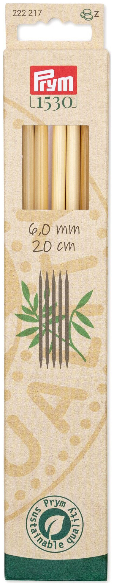 Image of Prym 1530 Strumpfstricknadeln 6.00 mm, 20 cm, Bambus