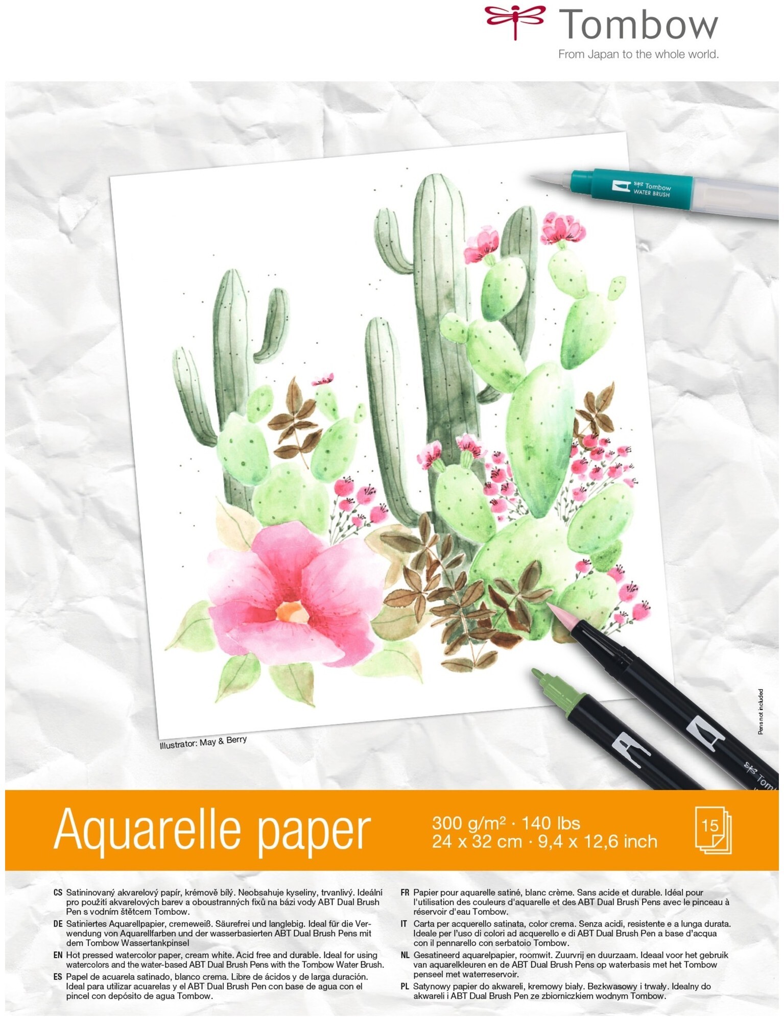 Image of Tombow Aquarellblock 24x32 cm 300g 15 Bl